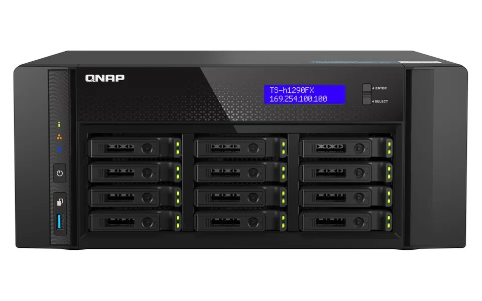 QNAP TS-h1290FX-7302P-256G (AMD EPYC, 256GB ECC RAM, 12x 2,5" U.2, 2x M.2 NVMe, 2x 2,5GbE, 2x 25GbE)