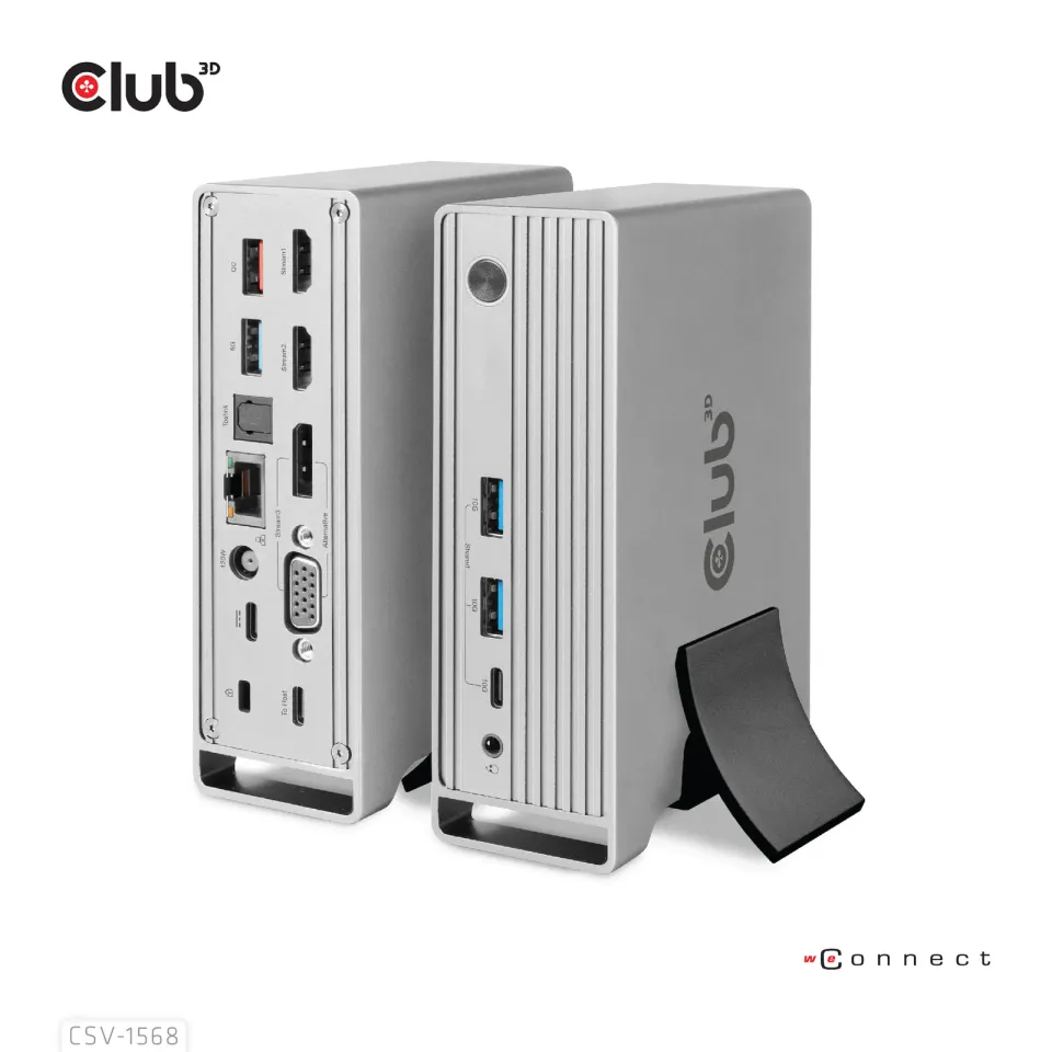 Club3D Dokovací stanice USB-C 12v1, 1xDP, 2xHDMI, 1xVGA, 2xUSB-C, 4xUSB, 1xRJ45, 1x3.5mm, šedá