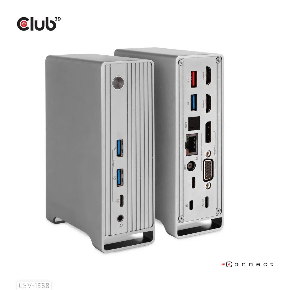 Club3D Dokovací stanice USB-C 12v1, 1xDP, 2xHDMI, 1xVGA, 2xUSB-C, 4xUSB, 1xRJ45, 1x3.5mm, šedá