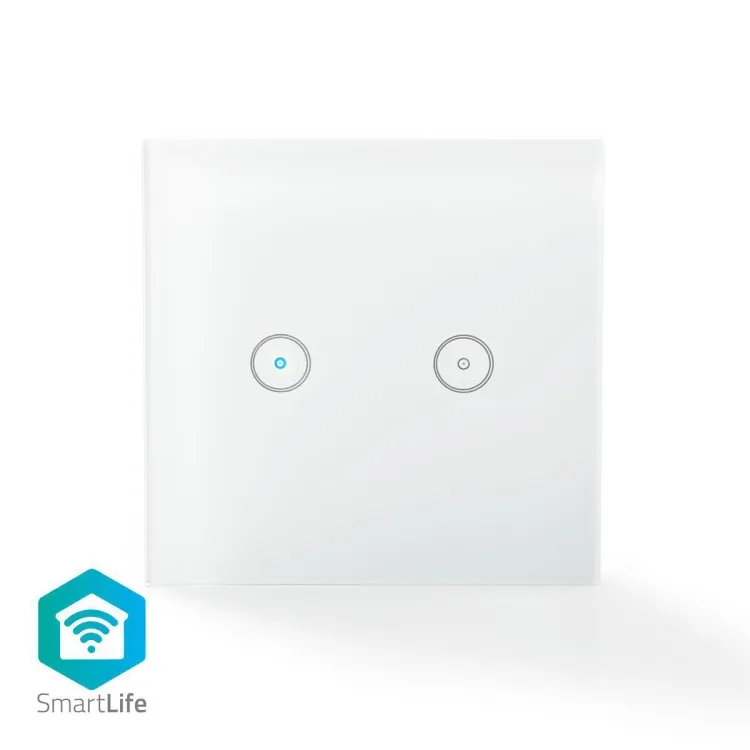 Nedis WIFIWS20WT - SmartLife nástěnný vypínač | Wi-Fi | Dvojitý | Nástěnný Držák