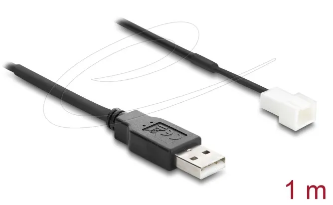 Delock Kabel ventilátoru USB 2.0 ze zástrčky Typ-A na třípinový zástrčkový konek (91231)