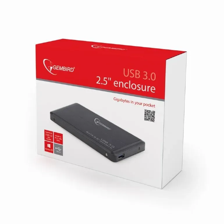 GEMBIRD Externí box pro 2.5" zařízení, USB 3.0, SATA, černý