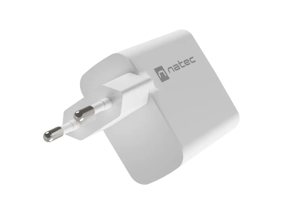 Univerzální USB nabíječka Natec RIBERA GaN 45W, 1X USB-A, 1X USB-C, bílá