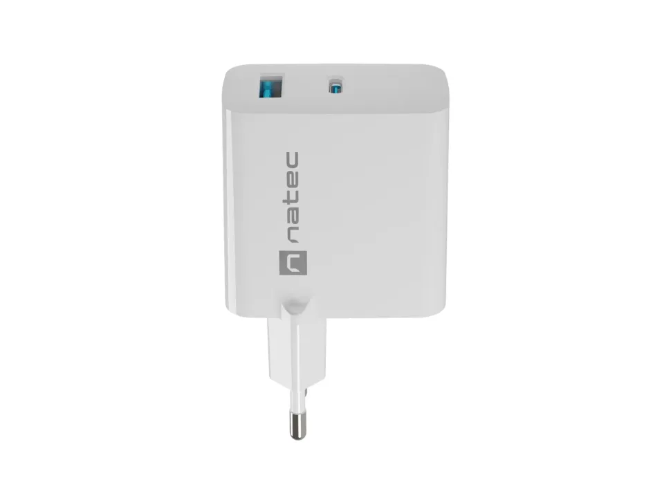 Univerzální USB nabíječka Natec RIBERA GaN 45W, 1X USB-A, 1X USB-C, bílá