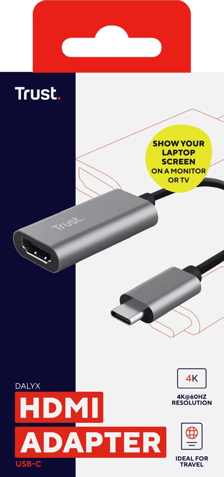 TRUST adaptér DALYX, USB-C na HDMI, 20cm
