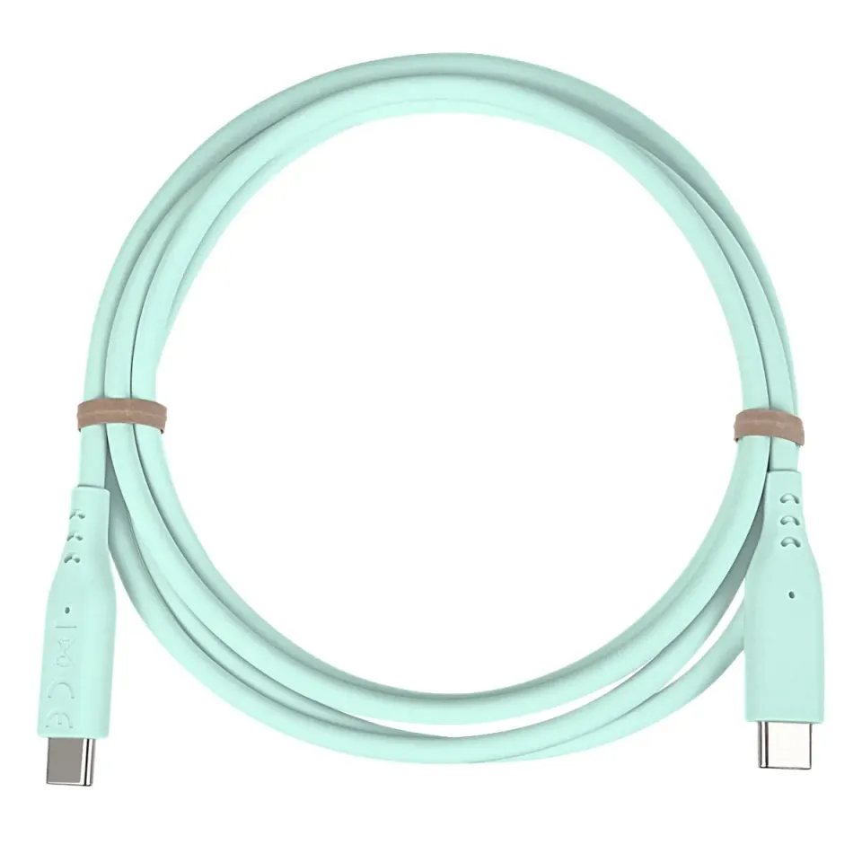 PremiumCord Silikonový kabel s konektory USB-C 60W 480Mbps tyrkysový extra měkký