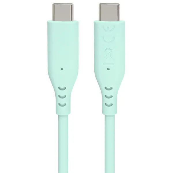PremiumCord Silikonový kabel s konektory USB-C 60W 480Mbps tyrkysový extra měkký