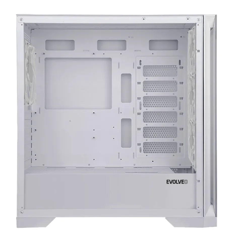 EVOLVEO Ptero Q2W+, Počítačová skříň 2x čelní panel - sklo /mřížka, 4x vent, cas