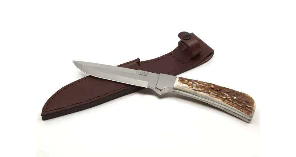Lovecký nůž LES úzký - 398 materiál držadla - střenky paroh