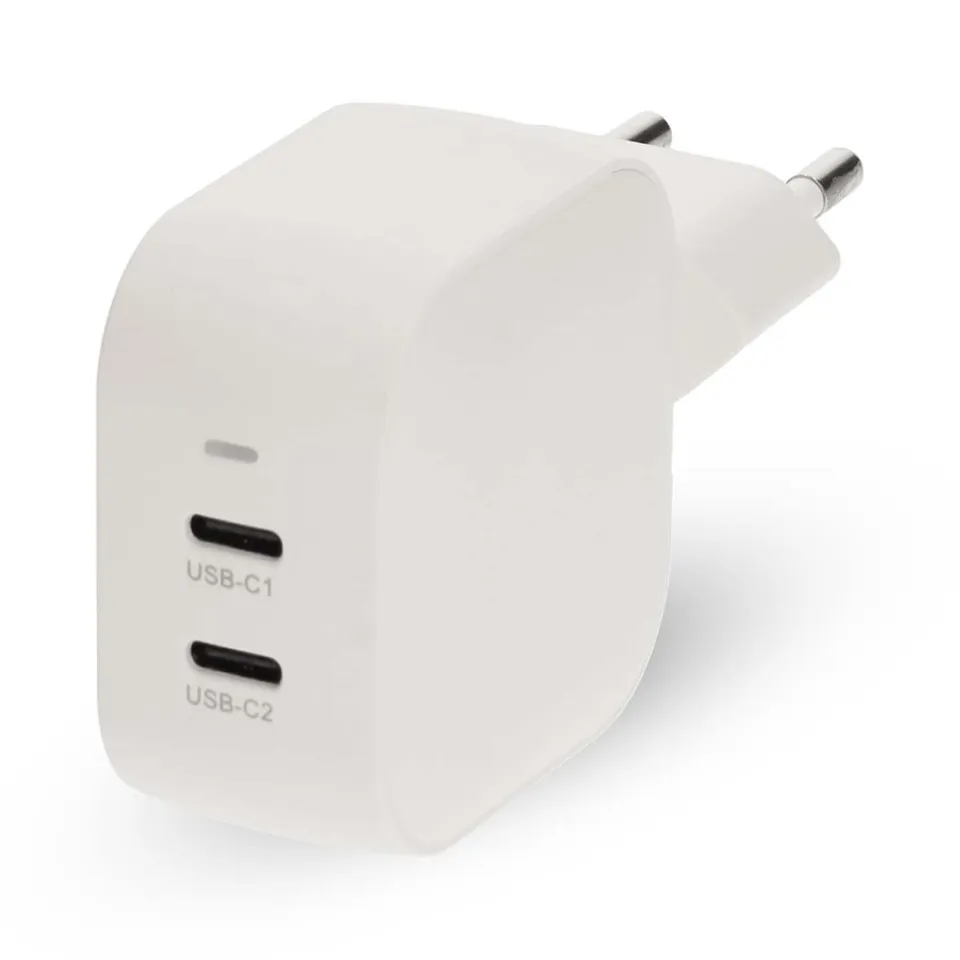 NEDIS síťová nabíječka/ 45 W/ PD 3.0/ rychlé nabíjení/ 2.25 / 3.0 A/ 2x USB-C/ bílá