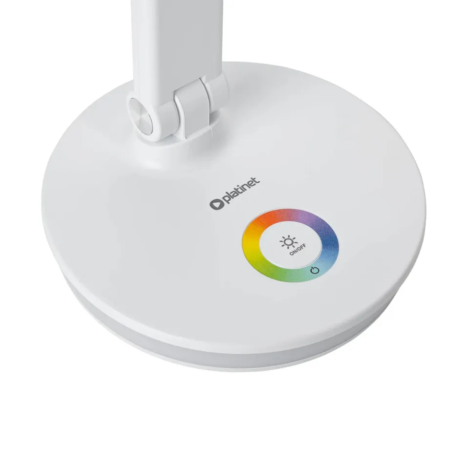 Platinet PDL400RGBW stolní LED lampa 12W stmívatelná, dotykové ovládání, USB port, bílá