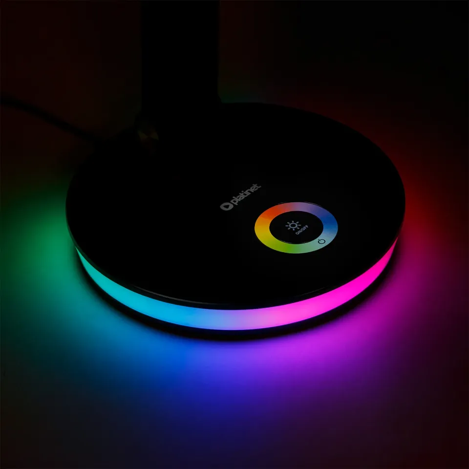 Platinet PDL400RGBW stolní LED lampa 12W stmívatelná, dotykové ovládání, USB port, bílá