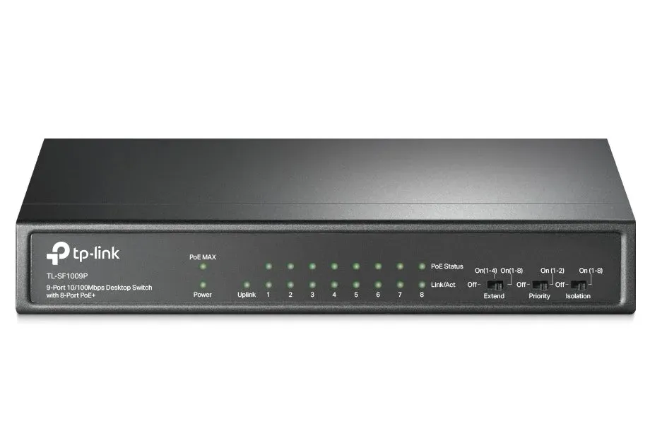 TP-LINK TL-SF1009P 9-Port 10/100Mbps Desktop Switch with 8-Port PoE+