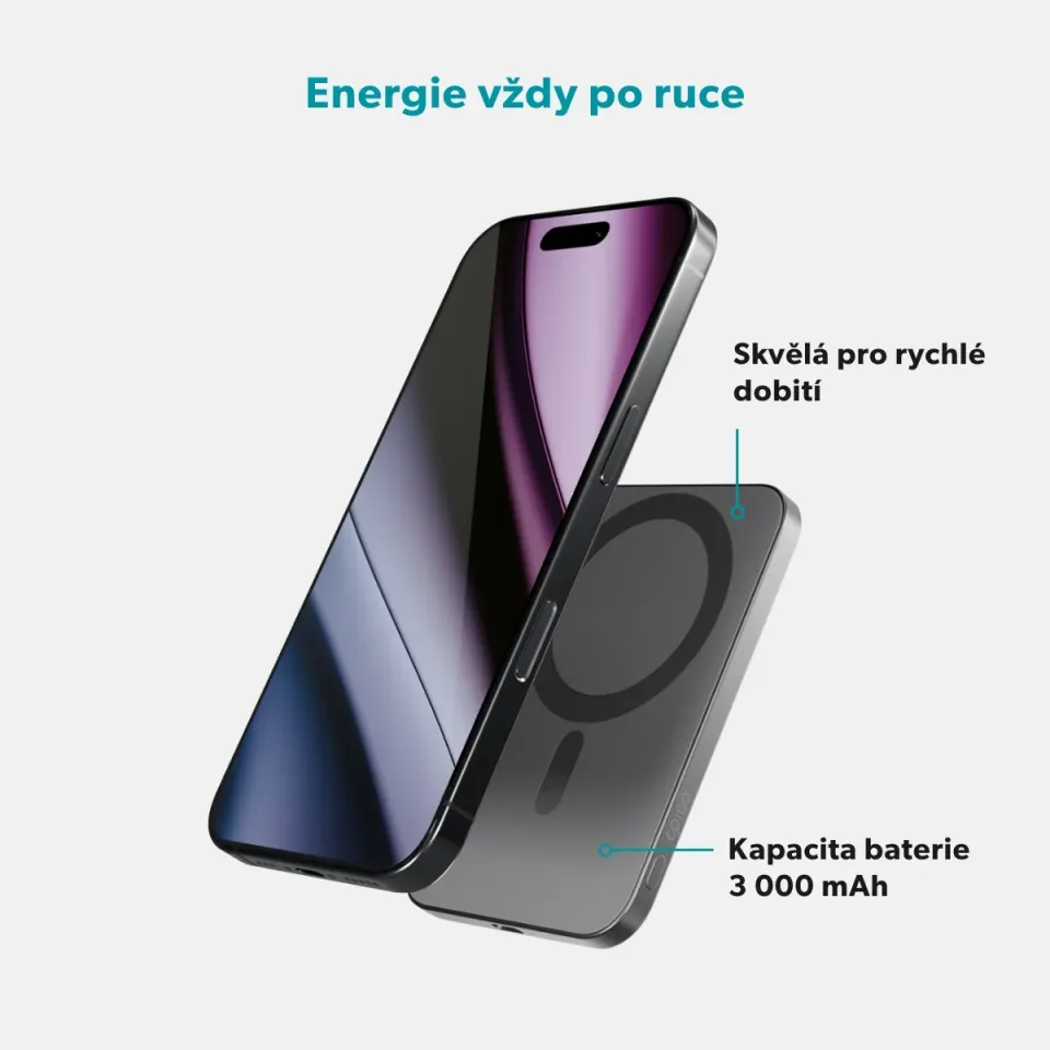 Epico 3000mAh Alu Mag+ PowerBanka EM31 - šedá