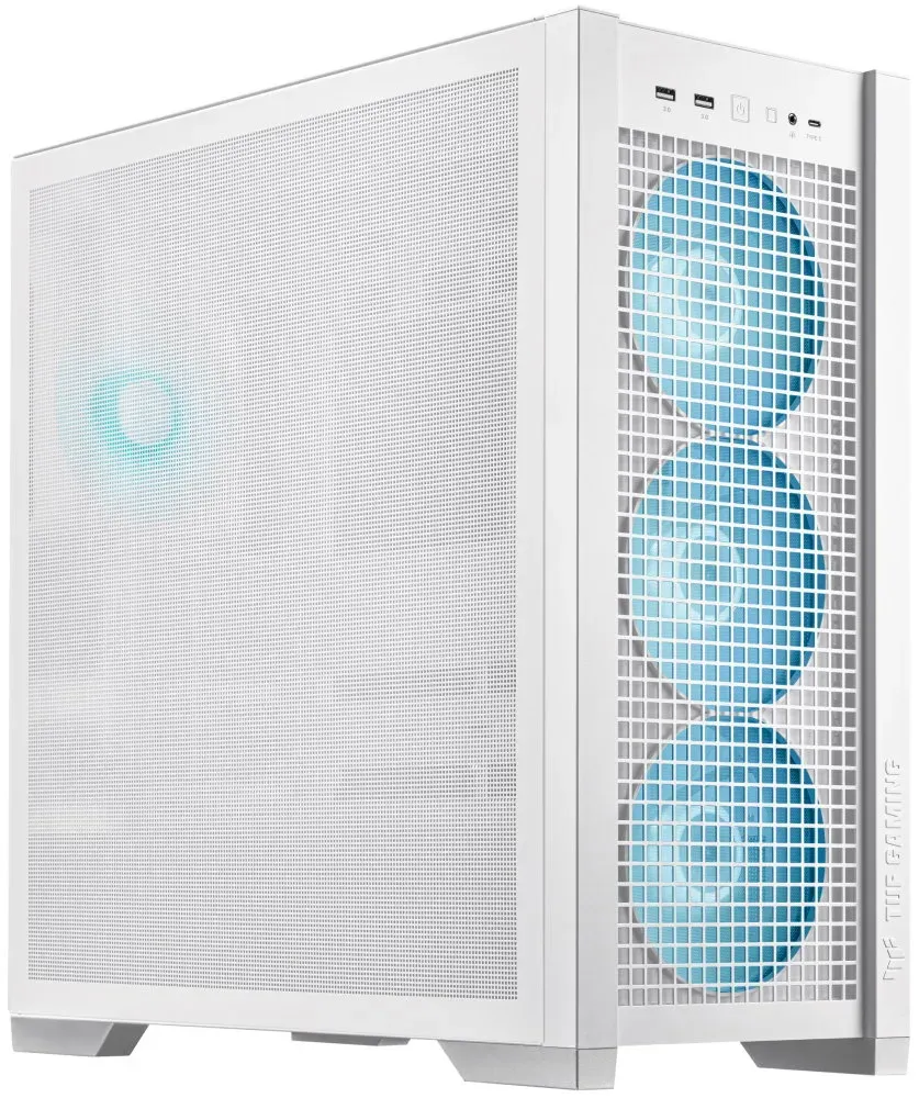 ASUS skříň TUF GAMING GT302 TG ARGB WHITE/ ATX / průhledná bočnice / 4x 140mm ARGB / bez zdroje / bílá