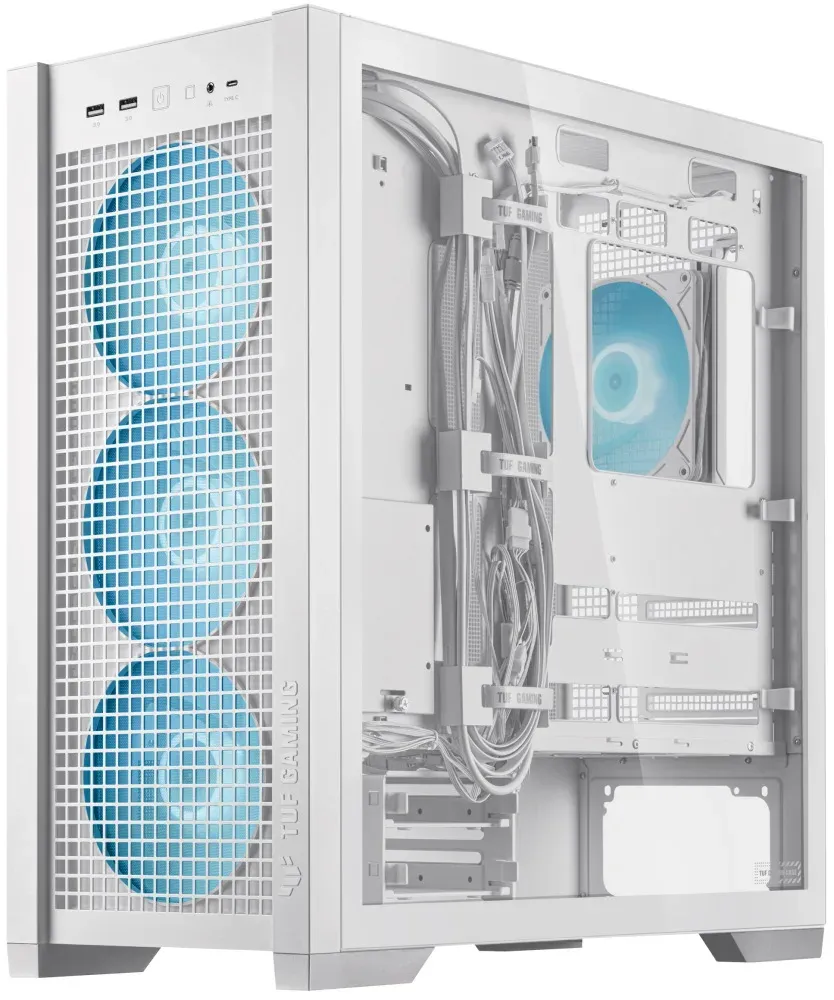 ASUS skříň TUF GAMING GT302 TG ARGB WHITE/ ATX / průhledná bočnice / 4x 140mm ARGB / bez zdroje / bílá