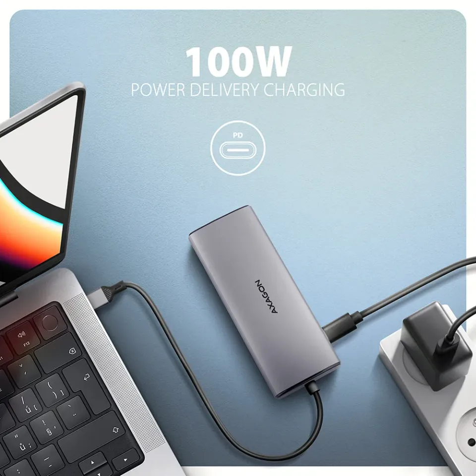 AXAGON HMC-6G2L, USB 10Gb/s hub, 2x USB-A, 1x USB-C, HDMI 4k/60, RJ-45, PD 100W,