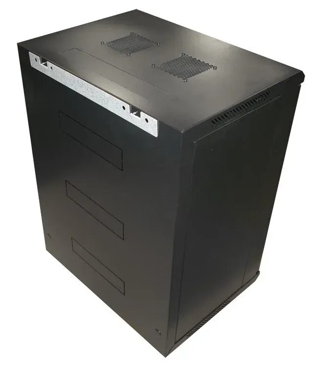 XtendLan 15U/600x450, na zeď, jednodílný, plné dveře, úprava proti vykradení (WS-15U-64-FS-BLACK-P)