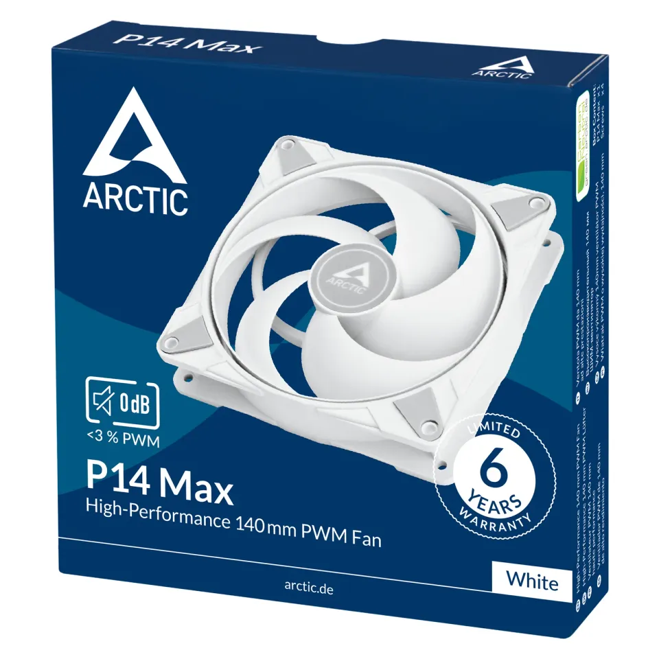 ARCTIC P14 Max (White) - 140mm Case Fan - fluid dynamic bearing - max 2800 RPM - PWM regulated