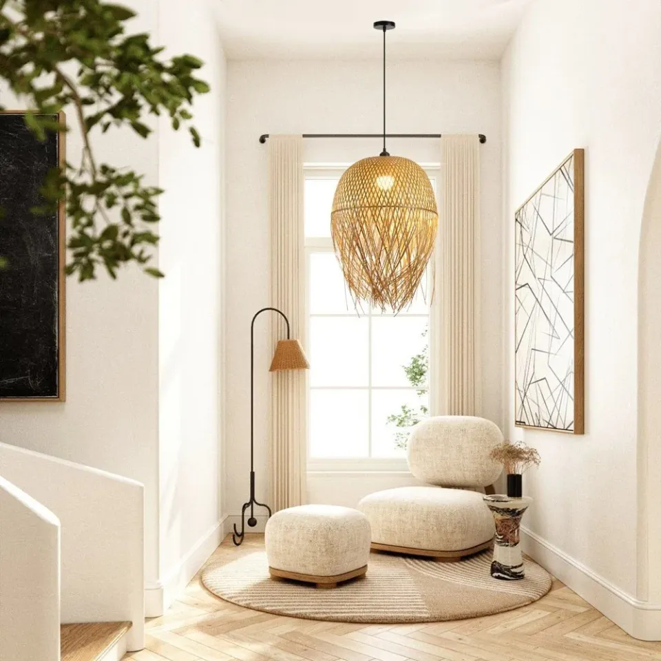 IMMAX BOHO HILO designové závěsné svítidlo, D45cm, E27, bambus