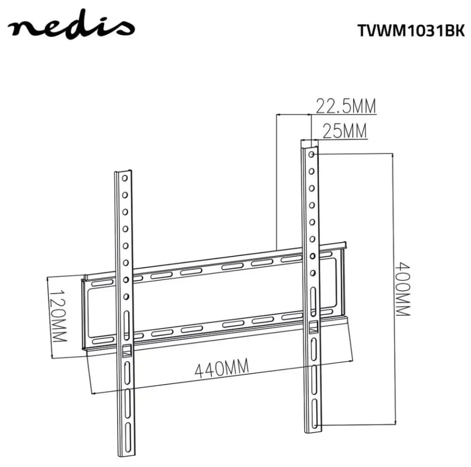 NEDIS nástěnný TV držák/ 23 - 55"/ nosnost 35 kg/ vzdálenost od stěny 23 mm/ fixní/ ocel/ černý