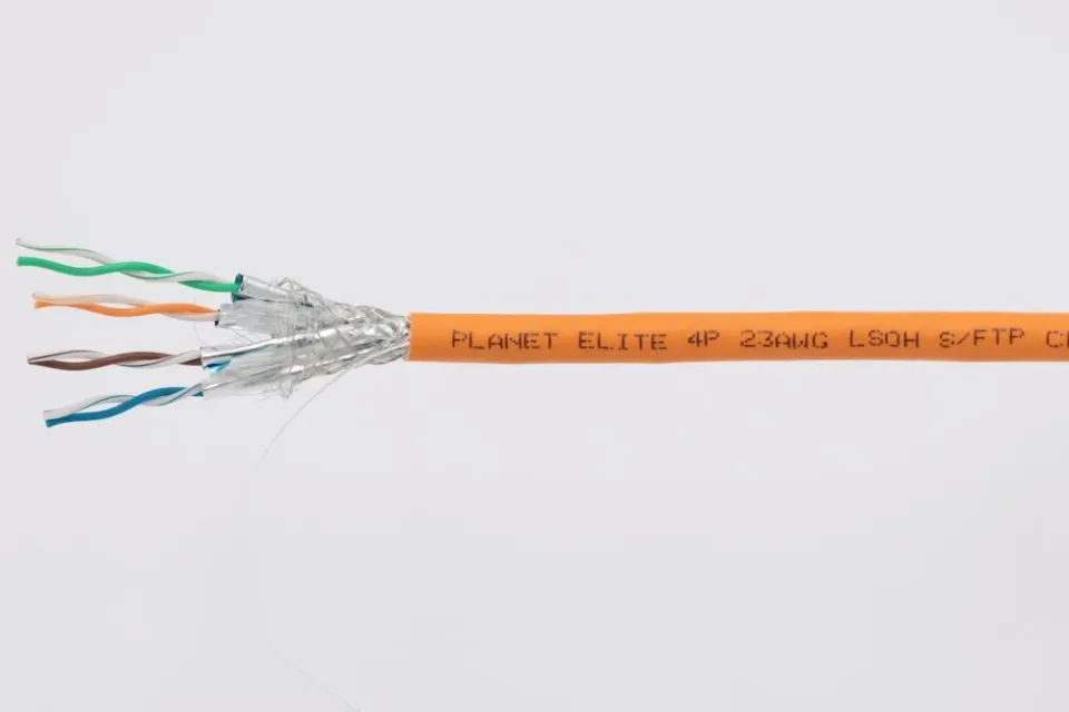 PLANET Elite kabel SFTP, drát, Cat7, 4pár, 600MHz, LS0H, stíněný každý pár, oranžový, B2ca, s1, d1, a1, balení 500m