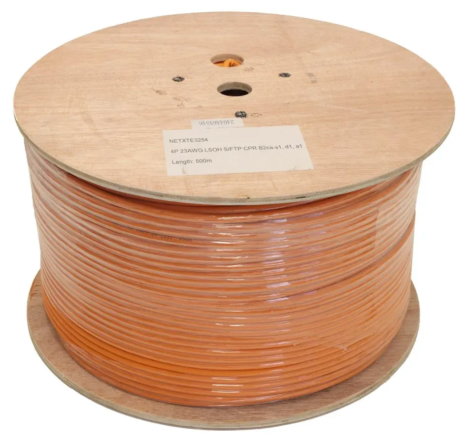 PLANET Elite kabel SFTP, drát, Cat7, 4pár, 600MHz, LS0H, stíněný každý pár, oranžový, B2ca, s1, d1, a1, balení 500m