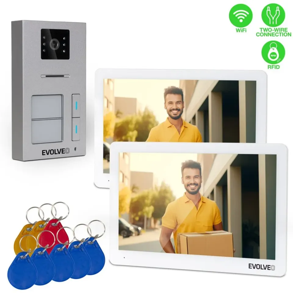 EVOLVEO DoorPhone 20-2W - 2 drátový videotelefon s aplikací pro dvě domácnosti a