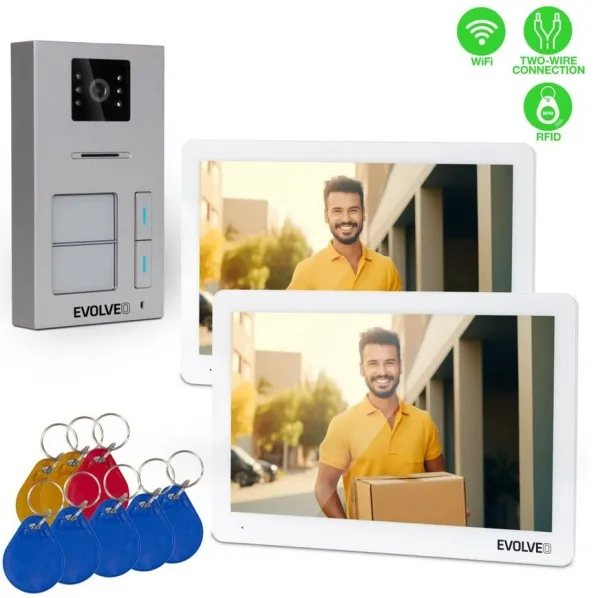 EVOLVEO DoorPhone 20-2W - 2 drátový videotelefon s aplikací pro dvě domácnosti a