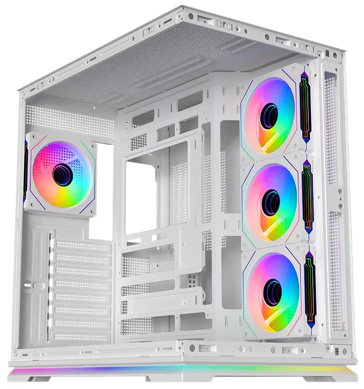 Krux skříň Atron ATX / 4x120 mm PWM ARGB fan / USB 2.0 / USB 3.0 / USB-C / panoramatická / bílá