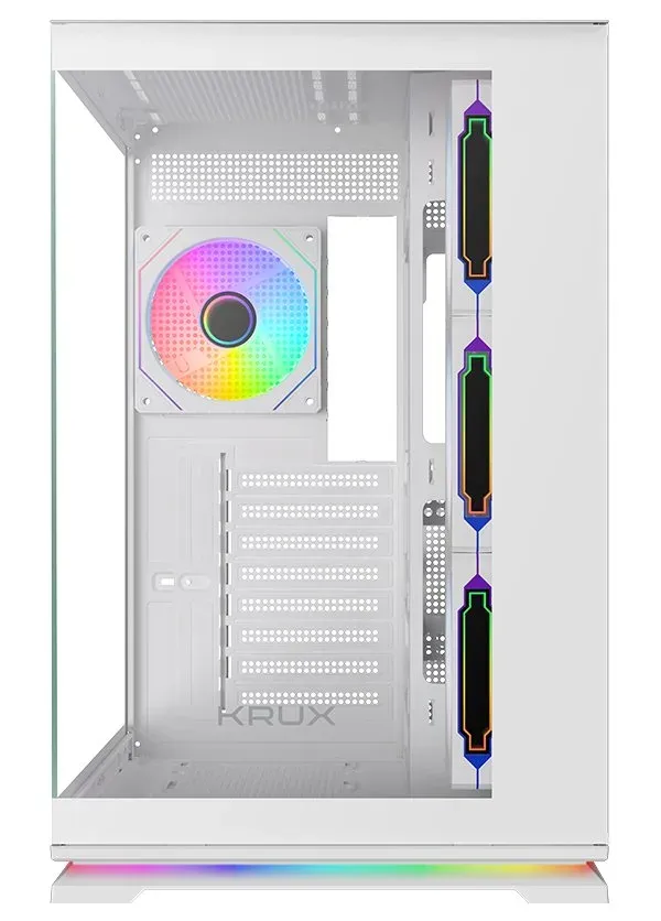 Krux skříň Atron ATX / 4x120 mm PWM ARGB fan / USB 2.0 / USB 3.0 / USB-C / panoramatická / bílá