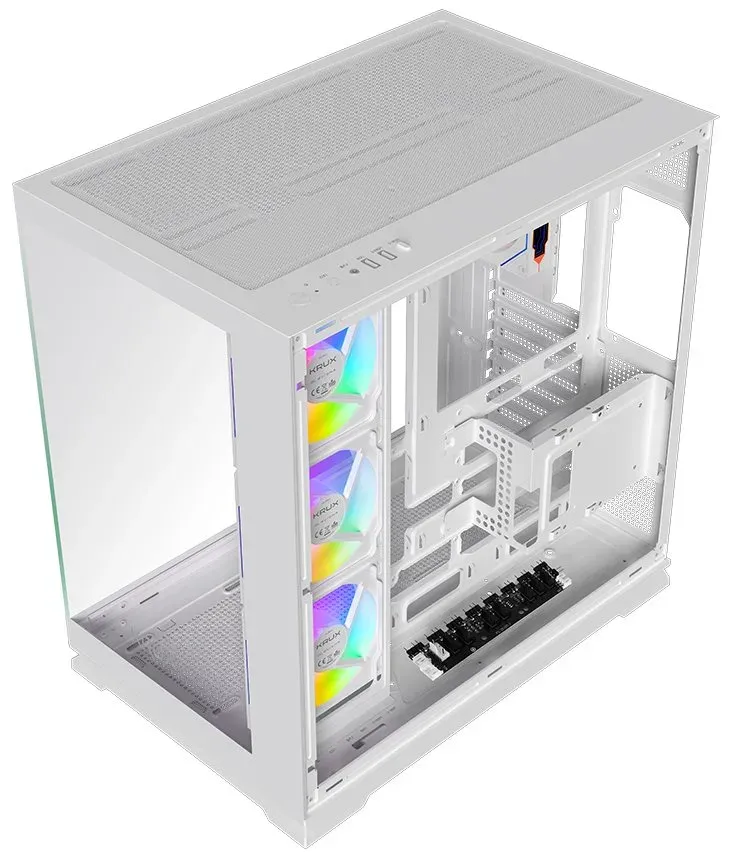 Krux skříň Atron ATX / 4x120 mm PWM ARGB fan / USB 2.0 / USB 3.0 / USB-C / panoramatická / bílá