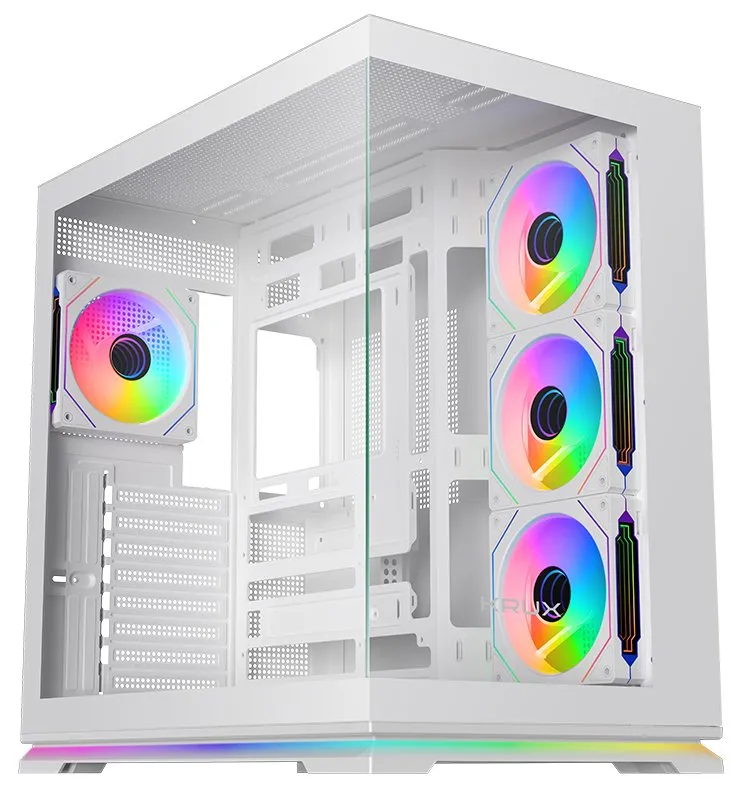 Krux skříň Atron ATX / 4x120 mm PWM ARGB fan / USB 2.0 / USB 3.0 / USB-C / panoramatická / bílá