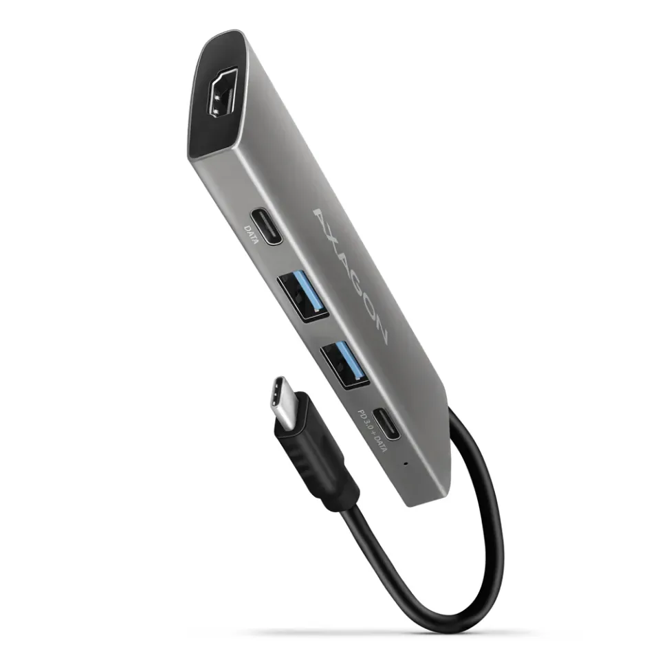 AXAGON HMC-5G21, USB 10Gb/s hub, porty 2x USB-A, 2x USB-C, HDMI 4k/30, PD 60W, k