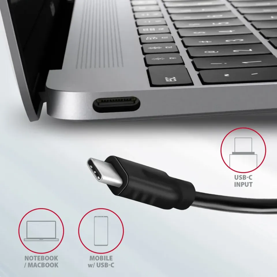 AXAGON HMC-5G21, USB 10Gb/s hub, porty 2x USB-A, 2x USB-C, HDMI 4k/30, PD 60W, k
