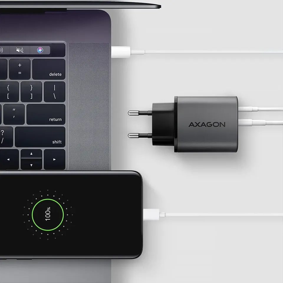 AXAGON ACU-PQ67 GaN nabíječka do sítě 67W, USB-A + USB-C, PD3.0/PPS/QC4+/SFC2.0/