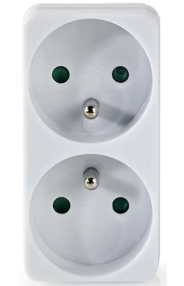 NEDIS síťový rozbočovač/ 2x zásuvka typu E (s kolíkem)/ 250 V AC 50/60 Hz/ 16 A/ 3500 W/ bílý