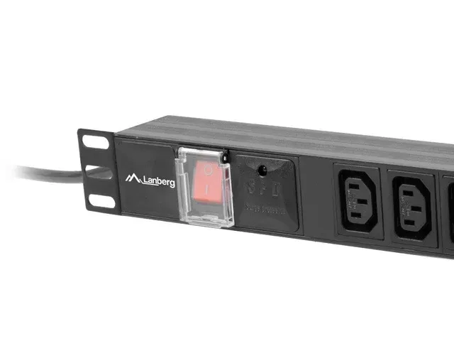 NAPÁJECÍ PANEL (PDU) 19" LANBERG 1U 10A 2m 10X IEC C13 ZÁSUVKA ČERNÁ C14