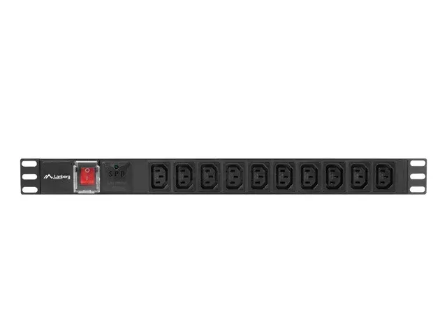 NAPÁJECÍ PANEL (PDU) 19" LANBERG 1U 10A 2m 10X IEC C13 ZÁSUVKA ČERNÁ C14