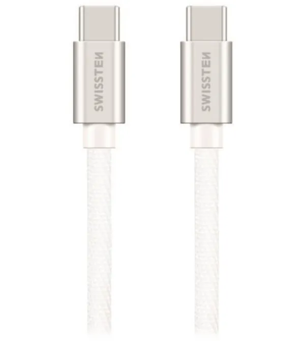 Swissten Datový Kabel Textile USB-C / USB-C 0,2m Stříbrný