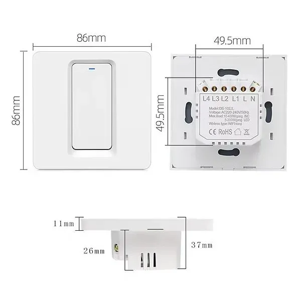 Solarmi Wi-Fi a BT vypínač, 1 pól, ESPHome