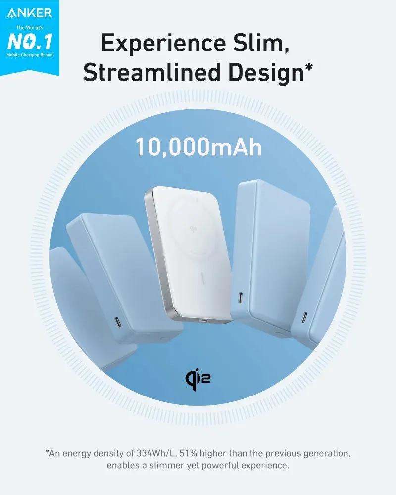 Anker MagGo Powerbanka/ 10000mAh/ 30W/ Bezdrátové nabíjení/ bílá