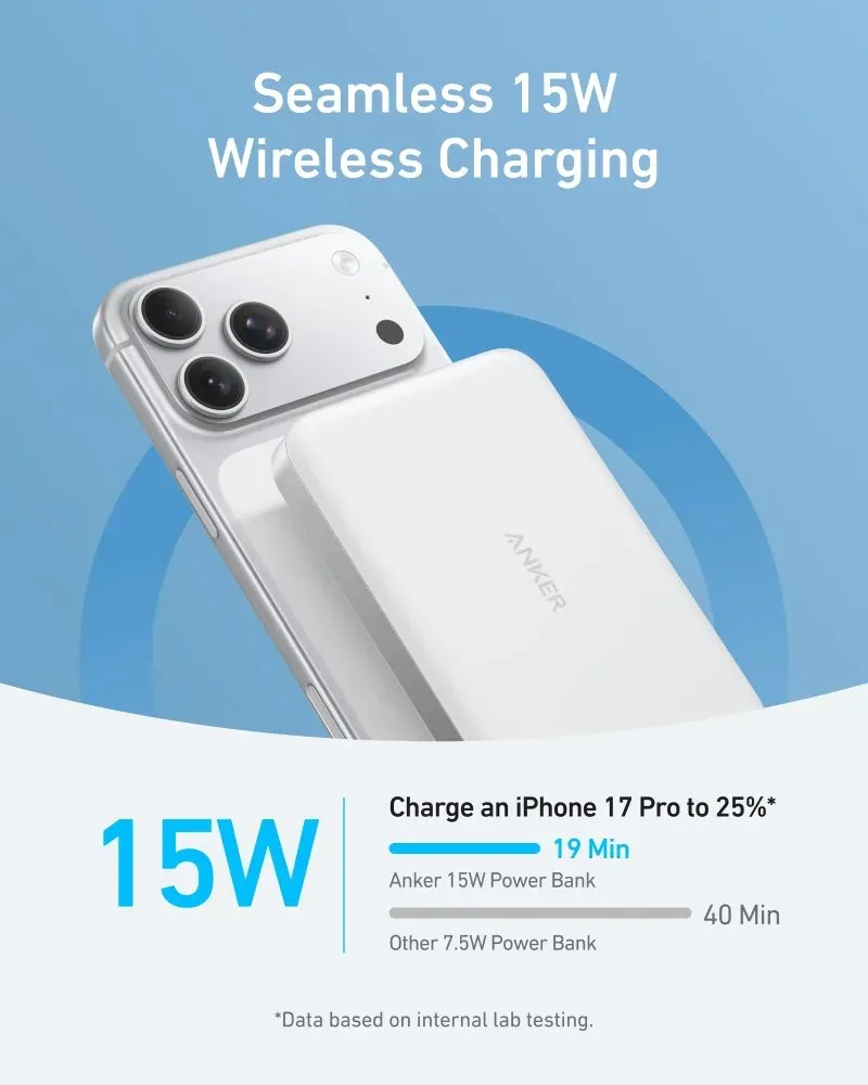 Anker MagGo Powerbanka/ 10000mAh/ 30W/ Bezdrátové nabíjení/ bílá
