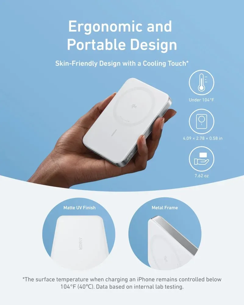 Anker MagGo Powerbanka/ 10000mAh/ 30W/ Bezdrátové nabíjení/ bílá