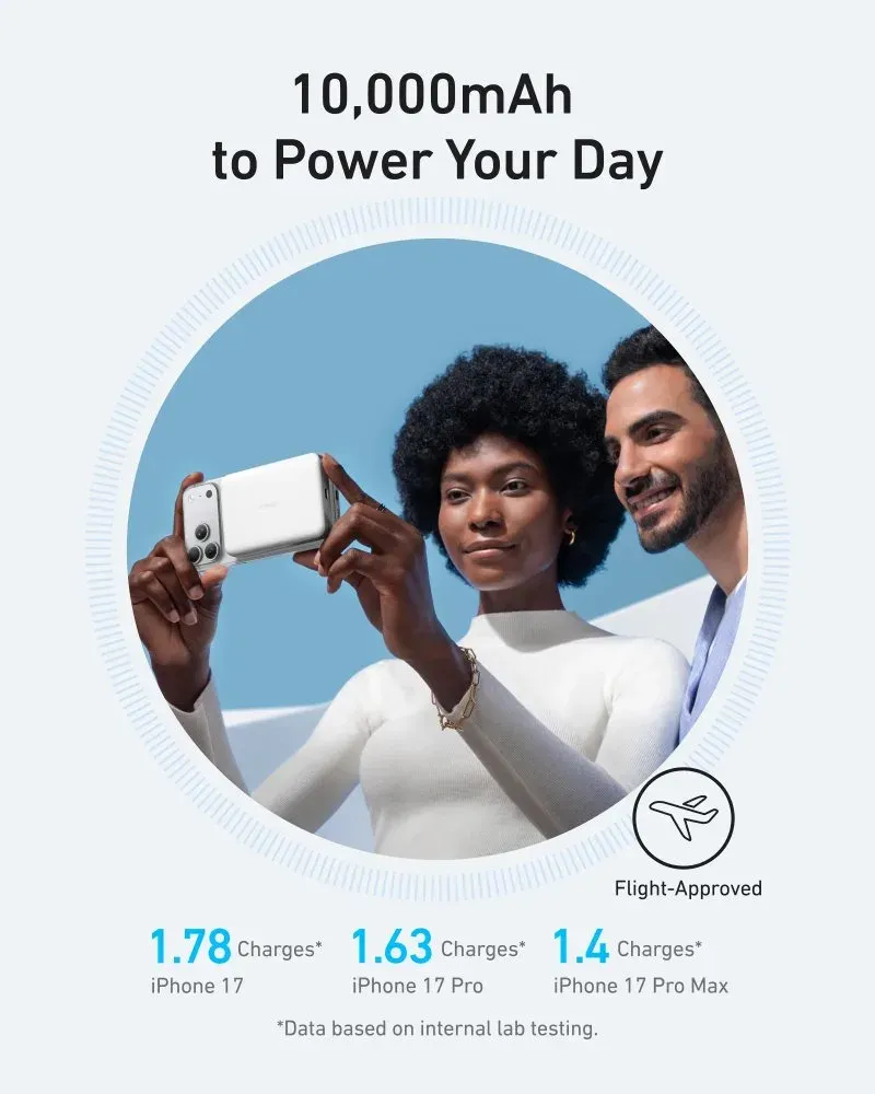 Anker MagGo Powerbanka/ 10000mAh/ 30W/ Bezdrátové nabíjení/ bílá