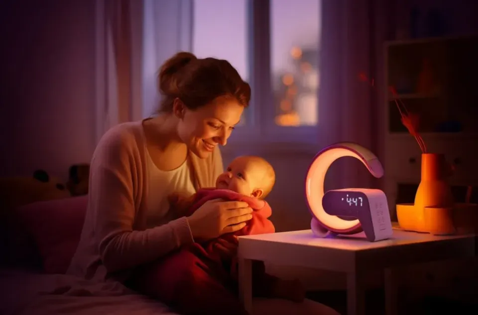 IMMAX LED relaxační lampička FLAMINGO/ Qi nabíjení/ budík/ RGB/ 300lm/ USB výstup/ BT 5.1/ zlatá