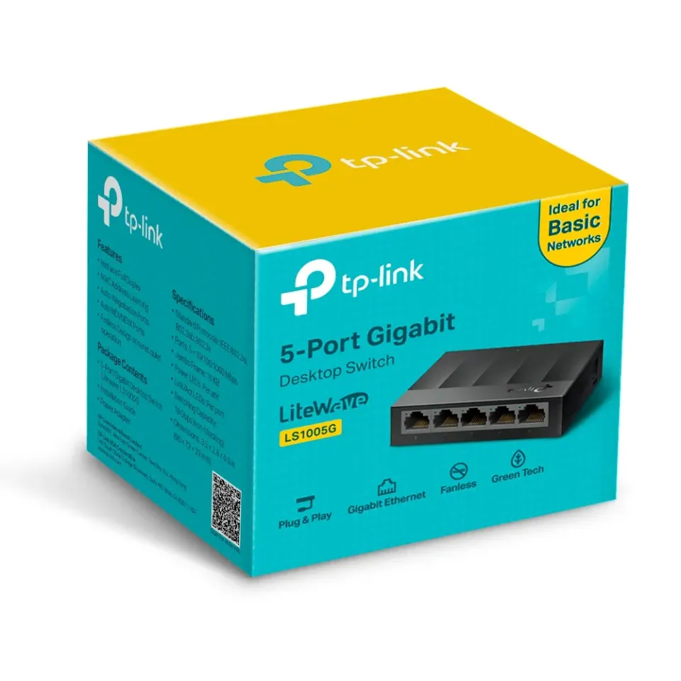 TP-LINK LS1005G 5xTP 10/100/1000Mbps 5port switch Fanless