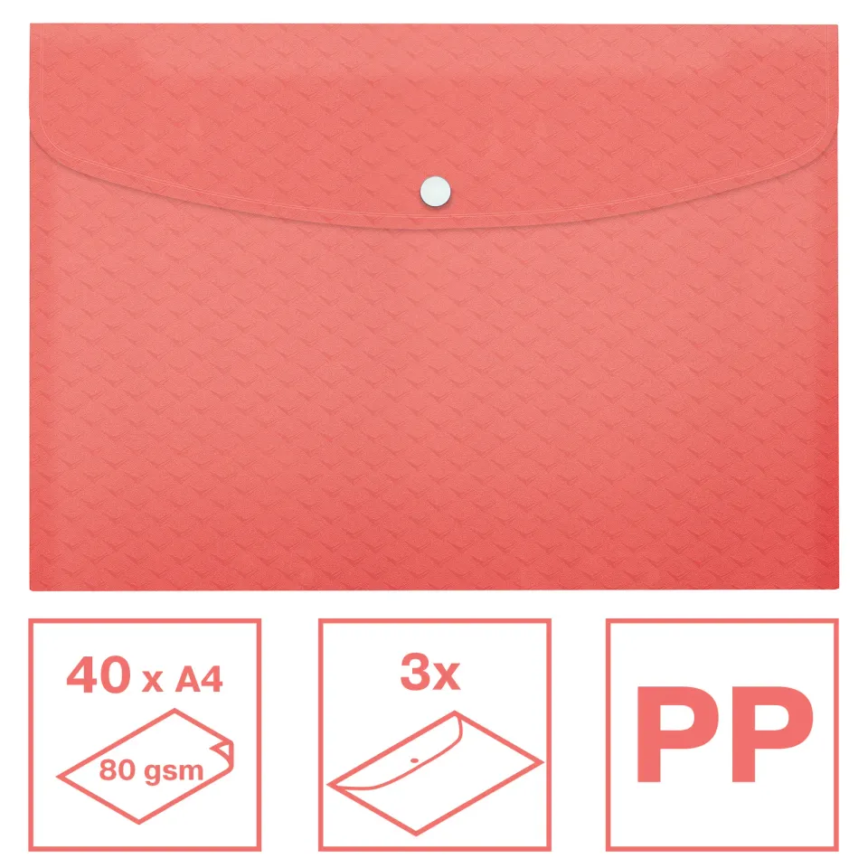 Esselte kapsa s uzavíráním na cvok Colour'Breeze PP A4+, korálová, balení 3 ks