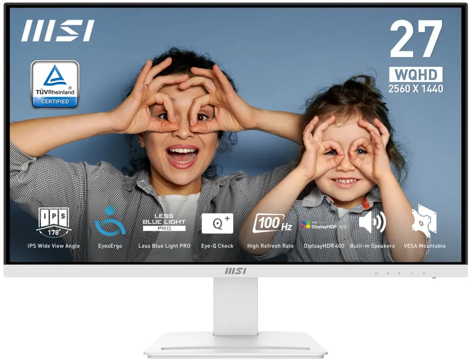 MSI monitor PRO MP273QW E2, 27" IPS/2560 x 1440 (WQHD)/100Hz/1ms/DP/2x HDMI/bílá