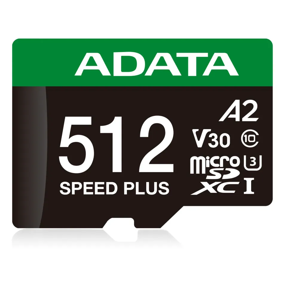 ADATA MicroSDXC karta 512GB Speed Plus, U3, C10, A2, V30 (R:180/W:160 MB/s) + SD adaptér